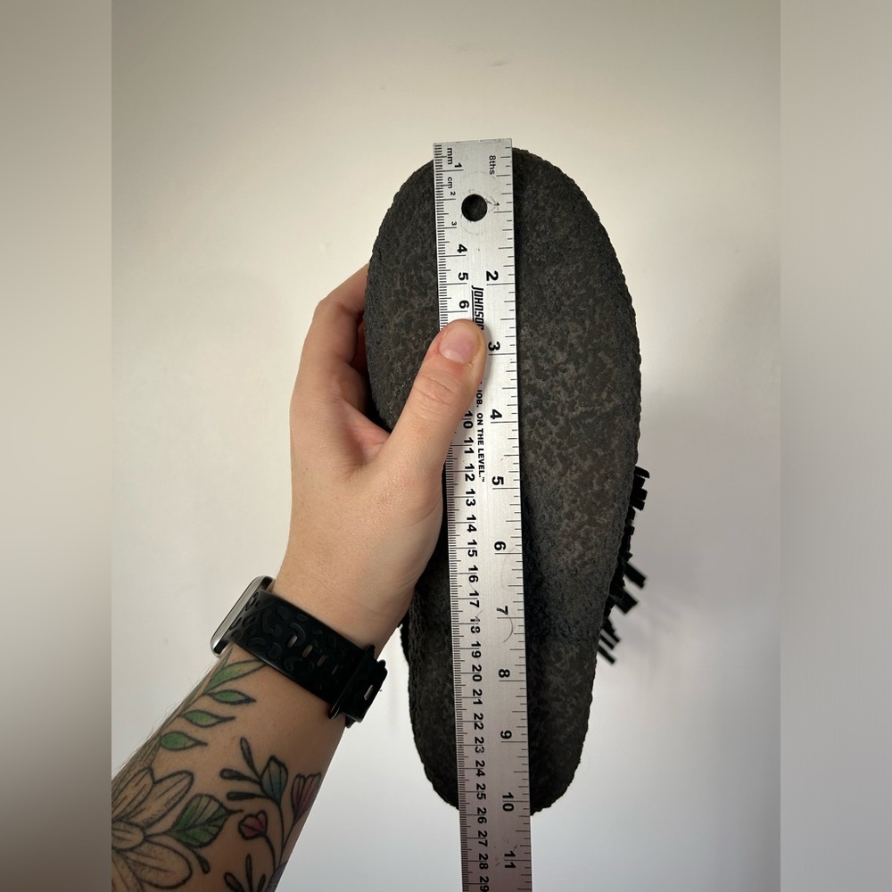 Made In Canada Black Leather Fringed Mukluks Fleece Lined Boots Lace-up 10 M - Picture 12 of 13